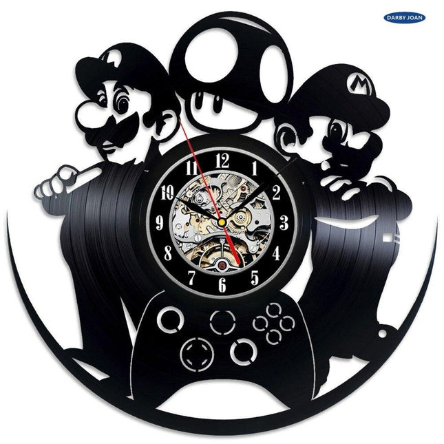 Super Mario gamer vinyylilevy seinäkello