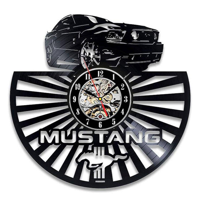 Mustang-auto vinyylilevy seinäkello