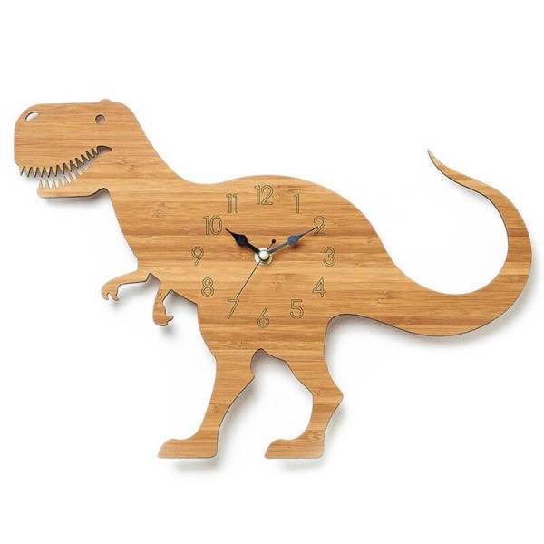 Puinen dinosaurus-seinäkello lastenhuoneeseen