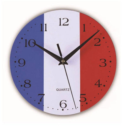 Ranskan lippu-aiheinen pyöreä seinäkello