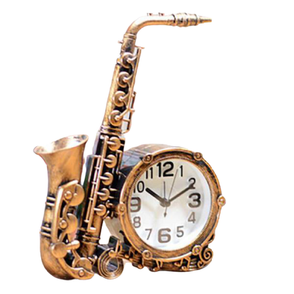 Saksofonin muotoinen vintage-pöytäkello