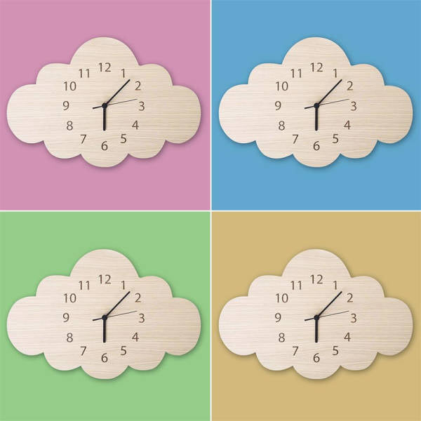 Pilven muotoinen puinen lasten seinäkello