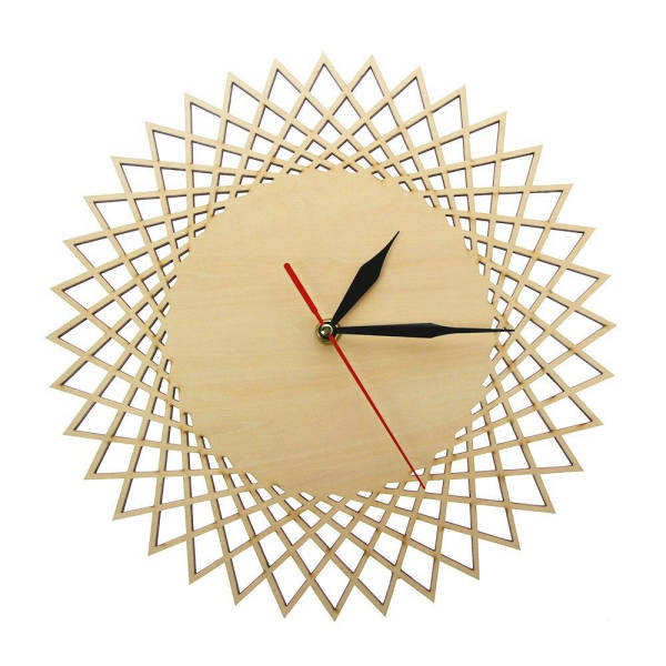 Geometrinen mandala puinen seinäkello