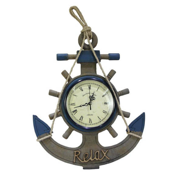 Merellinen ankkuri-seinäkello köydellä