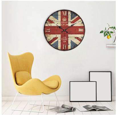 Union Jack -lippu seinäkello vintage