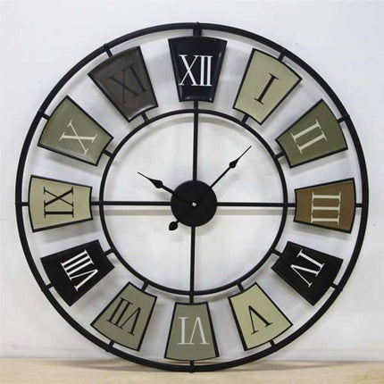 Suuri teollisuustyylinen metalliseinäkello