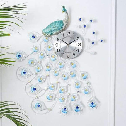 Sininen koristeellinen riikinkukko seinäkello