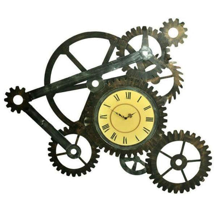 Iso steampunk-tyylinen seinäkello hammasrattailla