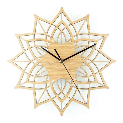 Puinen geometrinen mandala-seinäkello