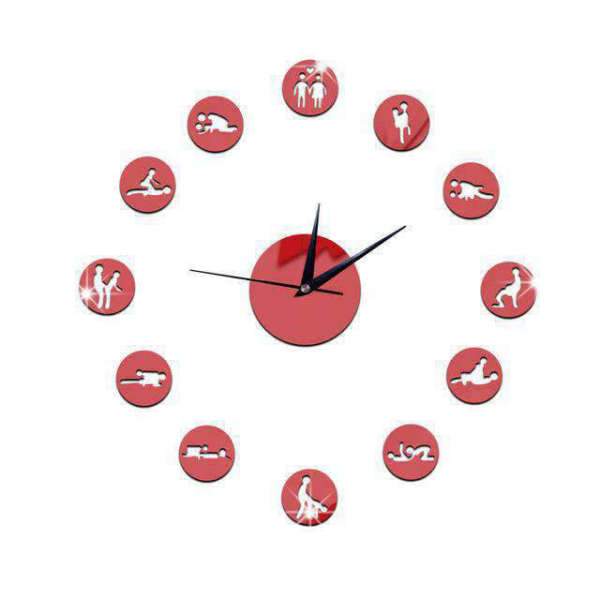 Kamasutra-seinätarra kello punaisilla osilla