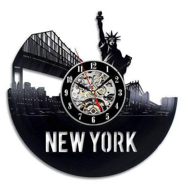 New York kaupunki vinyyli-seinäkello