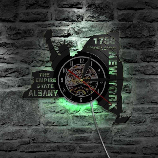 New Yorkin osavaltio vinyyli-seinäkello