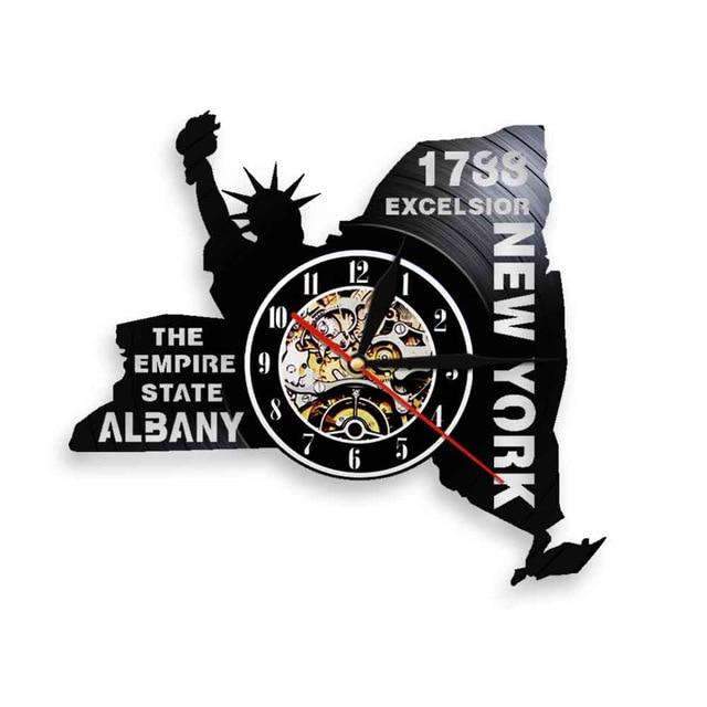 New York osavaltio vinyyli seinäkello
