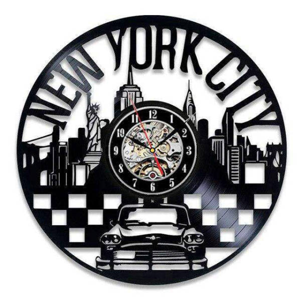 New York taksi vinyylilevy seinäkello