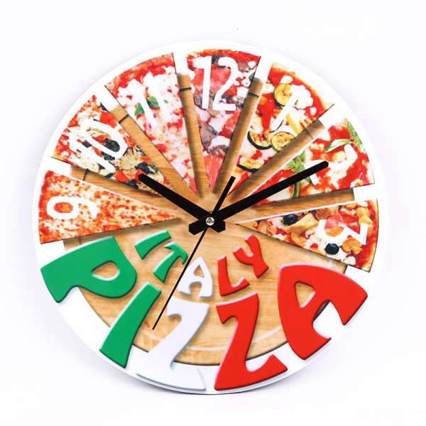 Hauska pizza seinäkello keittiön sisustukseen