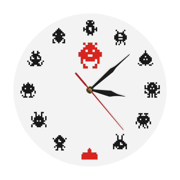 Retropeli seinäkello pikseli design