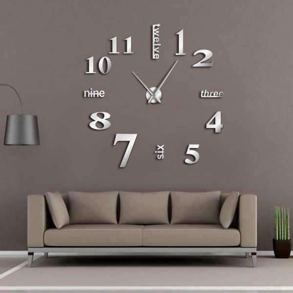 DIY seinätarra kello englanninkielisillä numeroilla