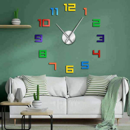 Värikäs sateenkaari DIY seinätarra kello