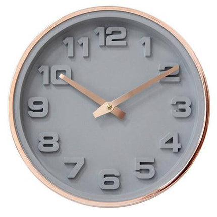 Harmaa 3D-numero seinäkello ruusukullalla