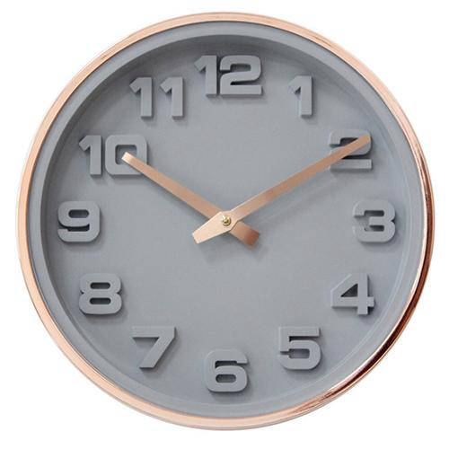 Harmaa 3D-numero seinäkello ruusukullalla