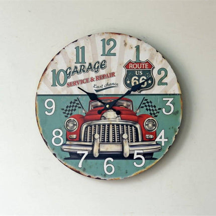 Route 66 autotalli vintage seinäkello