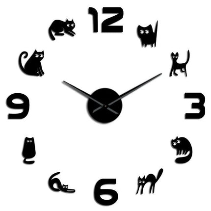 Moderni 3D-seinätarra kello kissoilla