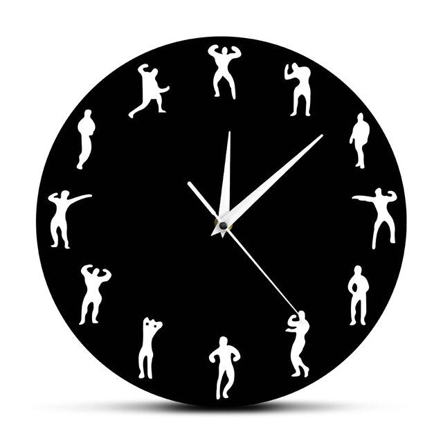 Kehonrakennus-teemainen seinäkello kuntosalille